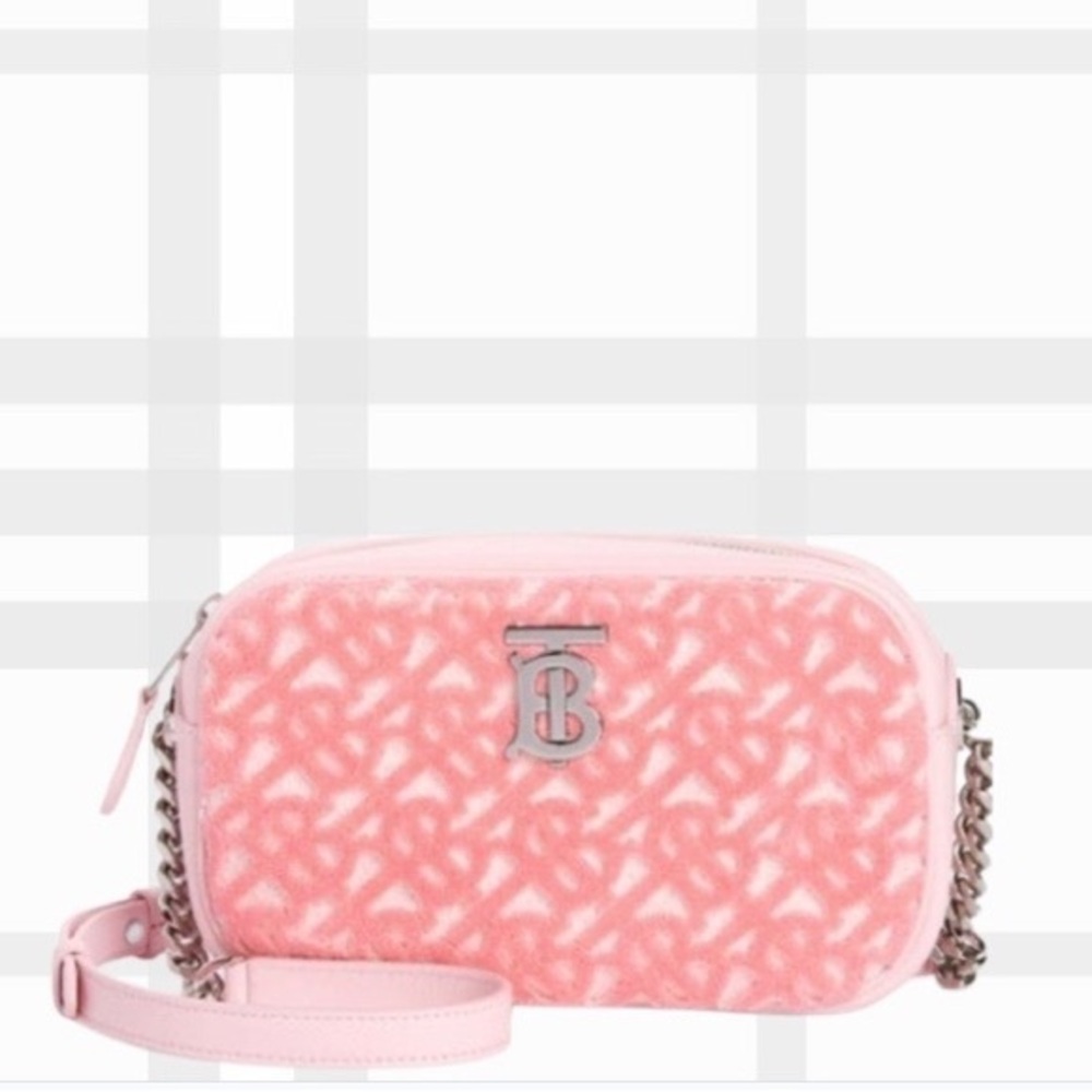 BURBERRY Lola TB Monogram Toweling Camera Crossbody-Primrose Pink